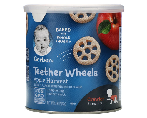 Gerber, Teether Wheels, Crawler 8+Months, Apple Harvest, 1.48 oz (42 g) Gerber, Teether Wheels, Crawler 8+Months, Apple Harvest, 1.48 oz (42 g)