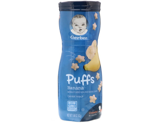 Gerber, Закуска из воздушного зерна, от 8+ месяцев, 1,48 унц. (42 г) Gerber, Закуска из воздушного зерна, от 8+ месяцев, 1,48 унц. (42 г)