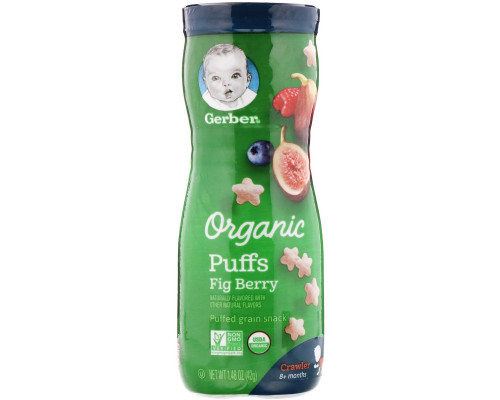 Gerber, Organic Puffs, Fig Berry, 1.48 oz (42 g) Gerber, Organic Puffs, Fig Berry, 1.48 oz (42 g)