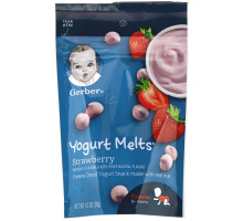 Gerber, Yogurt Melts, клубничные, дети от 8 месяцев, 1,0 унц. (28 г)
