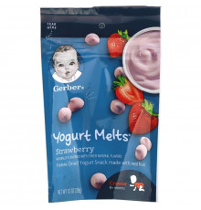 Gerber, Yogurt Melts, клубничные, дети от 8 месяцев, 1,0 унц. (28 г)