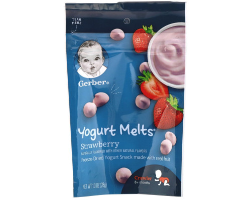 Gerber, Yogurt Melts, клубничные, дети от 8 месяцев, 1,0 унц. (28 г) Gerber, Yogurt Melts, клубничные, дети от 8 месяцев, 1,0 унц. (28 г)