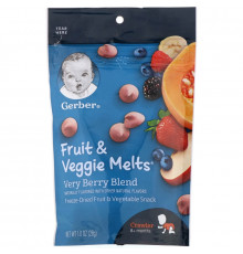 Gerber, Fruit & Veggie Melts, Very Berry Blend, Crawler 8+ Months, 1.0 oz (28 g)