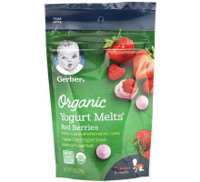 Gerber, Organic Yogurt Melts, красные ягоды, 1.0 унций (28 г)
