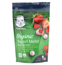Gerber, Organic Yogurt Melts, красные ягоды, 1.0 унций (28 г)