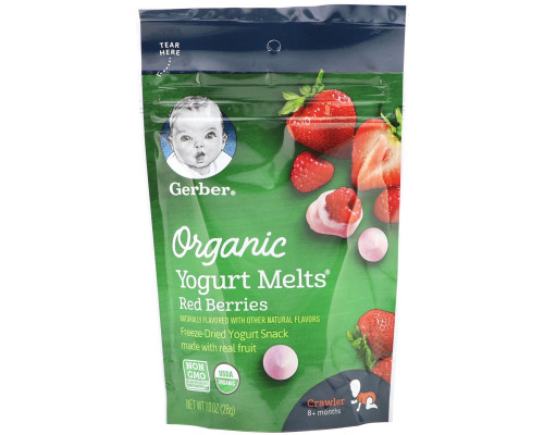 Gerber, Organic Yogurt Melts, красные ягоды, 1.0 унций (28 г) Gerber, Organic Yogurt Melts, красные ягоды, 1.0 унций (28 г)