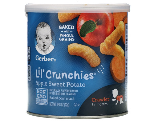 Gerber, Lil' Crunchies, Apple, Sweet Potato, Crawler, 1.48 oz (42 g) Gerber, Lil' Crunchies, Apple, Sweet Potato, Crawler, 1.48 oz (42 g)