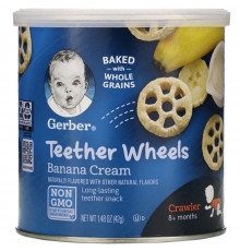 Gerber,  Teether Wheels, 8+ Months, Banana Cream, 1.48 oz (42 g)