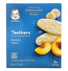 Gerber, Gentle Teething Wafers, 7+ Months, Banana Peach, 24 Wafers, 1.7 oz (48 g)