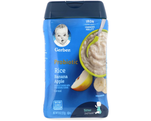 Gerber, Probiotic Rice Cereal, Sitter, Banana Apple, 8 oz (227 g) Gerber, Probiotic Rice Cereal, Sitter, Banana Apple, 8 oz (227 g)