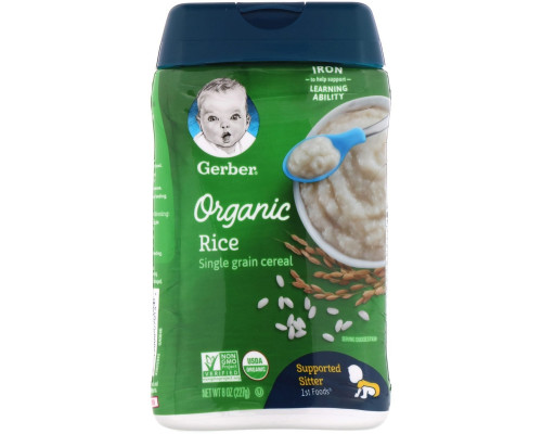 Gerber, Organic, Rice Cereal, Supported Sitter, 8 oz (227 g) Gerber, Organic, Rice Cereal, Supported Sitter, 8 oz (227 g)