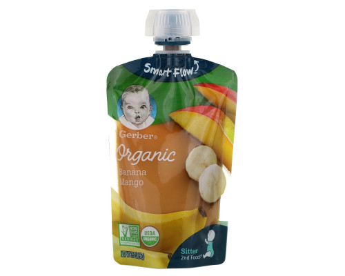 Gerber, Второе блюдо, натуральное детское питание, с бананом и манго, 3.5 унции (99 г) Gerber, Второе блюдо, натуральное детское питание, с бананом и манго, 3.5 унции (99 г)