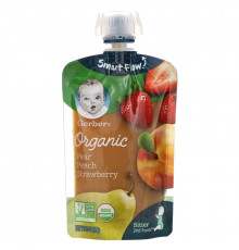 Gerber, 2nd Foods, органическое  детское питание, груша, персик и клубника, 3,5 унции (99 г)