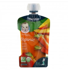 Gerber, Основное питание, Органическое детское пюре из моркови, яблок и манго, 3,5 унции (99 г)