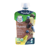 Gerber, Органический продукт, овсяные хлопья с бананом, черникой и ежевикой, дополнительные продукты, 3,5 унц. (99 г)