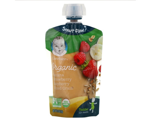 Gerber, 2-ая еда, органическое, детское питание, фрукты и зерна, банан, красные ягоды, гранола, 99 г (3,5 унции) Gerber, 2-ая еда, органическое, детское питание, фрукты и зерна, банан, красные ягоды, гранола, 99 г (3,5 унции)