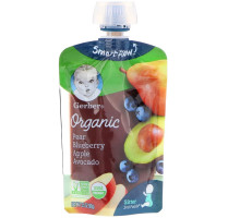 Gerber, Organic, Smart Flow, Sitter, 2nd Foods, Pear, Blueberry, Apple, Avocado, 3.5 oz (99 g)
