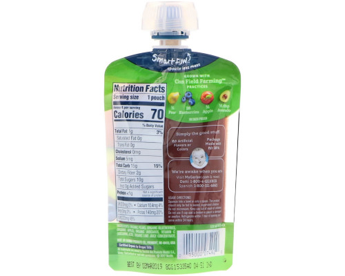 Gerber, Organic, Smart Flow, Sitter, 2nd Foods, Pear, Blueberry, Apple, Avocado, 3.5 oz (99 g) Gerber, Organic, Smart Flow, Sitter, 2nd Foods, Pear, Blueberry, Apple, Avocado, 3.5 oz (99 g)