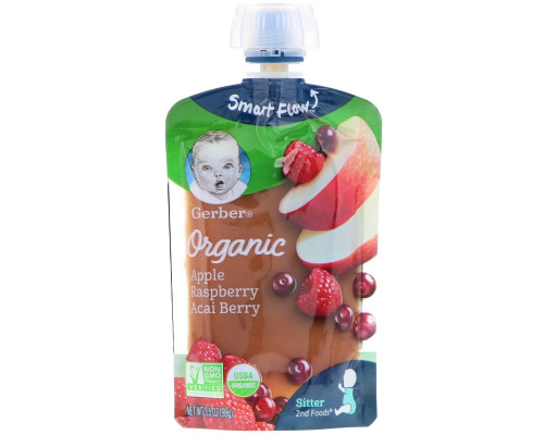 Gerber, 2nd Foods, Organic, Apple, Raspberry, Acai Berry, 3.5 oz (99 g) Gerber, 2nd Foods, Organic, Apple, Raspberry, Acai Berry, 3.5 oz (99 g)