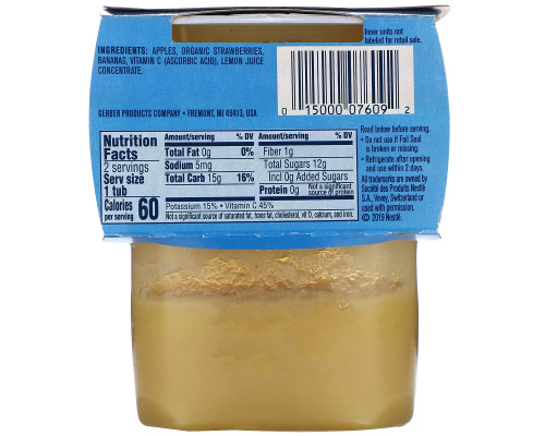 Gerber, Apple, Strawberry, Banana, 2 Packs, 4 oz (113 g) Each Gerber, Apple, Strawberry, Banana, 2 Packs, 4 oz (113 g) Each