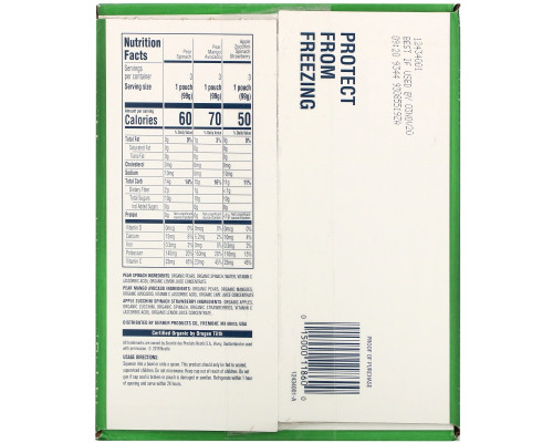 Gerber, Organic Variety Pack, Pear Spinach, Pear Mango Avocado, Apple Zucchini Spinach Strawberry, 9 Pouches, 3.5 oz (99 g) Each Gerber, Organic Variety Pack, Pear Spinach, Pear Mango Avocado, Apple Zucchini Spinach Strawberry, 9 Pouches, 3.5 oz (99 g) Each