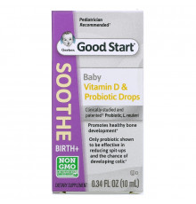 Gerber, Soothe, Vitamin D & Probiotic Drops, Birth +, 0.34 fl oz (10 ml)