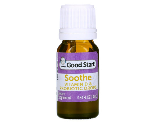 Gerber, Soothe, Vitamin D & Probiotic Drops, Birth +, 0.34 fl oz (10 ml) Gerber, Soothe, Vitamin D & Probiotic Drops, Birth +, 0.34 fl oz (10 ml)