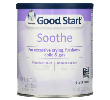 Gerber, Good Start, Успокоение, молочная смесь для младенцев с железом, этап 1, с рождения до 12 месяцев, 351 г