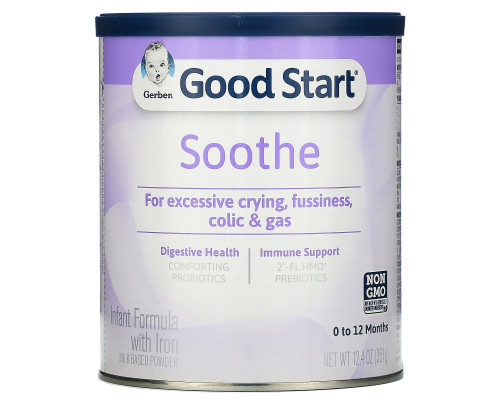 Gerber, Good Start, Успокоение, молочная смесь для младенцев с железом, этап 1, с рождения до 12 месяцев, 351 г Gerber, Good Start, Успокоение, молочная смесь для младенцев с железом, этап 1, с рождения до 12 месяцев, 351 г