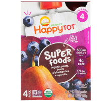 Nurture Inc. (Happy Baby), Happy Tot, Fruit & Veggie Blend, Organic Pears, Blueberries & Beets + Super Chia, Stage 4, 4 Pack - 4.22 oz (120 g) Each