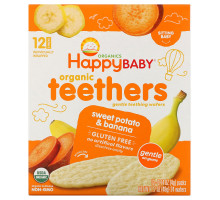 Nurture Inc. (Happy Baby) Gentle Teethers Organic Teething Wafers Banana & Sweet Potato 12- (2 Packs) 0.14 oz (4 g) Each