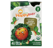 Nurture Inc. (Happy Baby), Organics Happybaby, Simple Combos, Spinach, Apples & Kale, Stage 2, 4 Pouches, 4 oz (113 g) Each