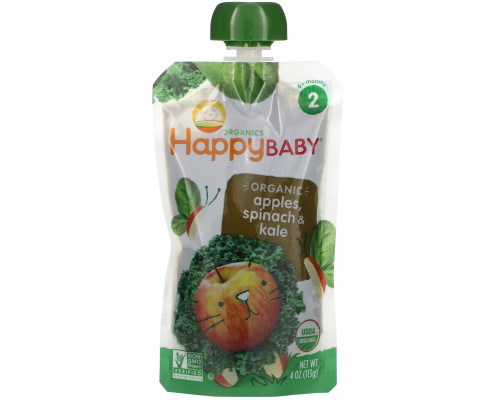 Nurture Inc. (Happy Baby), Organics Happybaby, Simple Combos, Spinach, Apples & Kale, Stage 2, 4 Pouches, 4 oz (113 g) Each Nurture Inc. (Happy Baby), Organics Happybaby, Simple Combos, Spinach, Apples & Kale, Stage 2, 4 Pouches, 4 oz (113 g) Each