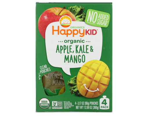 Nurture Inc. (Happy Baby), Happy Squeeze, Organic Superfoods, Twist, Organic Apple, Kale & Mango, 4 Pouches, 3.17 oz (90 g) Each Nurture Inc. (Happy Baby), Happy Squeeze, Organic Superfoods, Twist, Organic Apple, Kale & Mango, 4 Pouches, 3.17 oz (90 g) Each