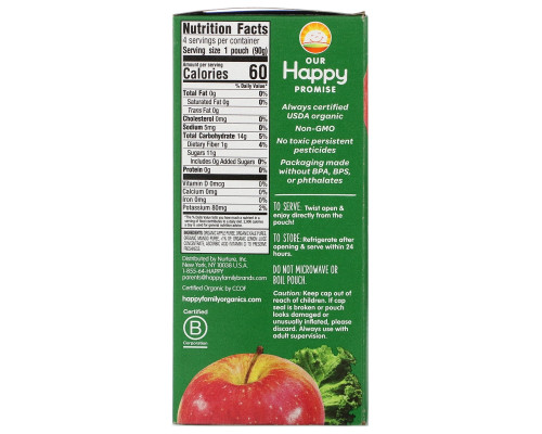 Nurture Inc. (Happy Baby), Happy Squeeze, Organic Superfoods, Twist, Organic Apple, Kale & Mango, 4 Pouches, 3.17 oz (90 g) Each Nurture Inc. (Happy Baby), Happy Squeeze, Organic Superfoods, Twist, Organic Apple, Kale & Mango, 4 Pouches, 3.17 oz (90 g) Each