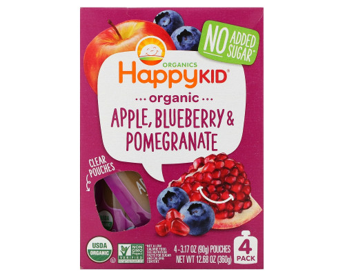 Nurture Inc. (Happy Baby), HappySqueeze, Super Organic, Apple Blueberry & Pomegranate, 4 Pouch, 3.17 oz (90 g) Nurture Inc. (Happy Baby), HappySqueeze, Super Organic, Apple Blueberry & Pomegranate, 4 Pouch, 3.17 oz (90 g)