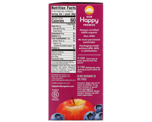 Nurture Inc. (Happy Baby), HappySqueeze, Super Organic, Apple Blueberry & Pomegranate, 4 Pouch, 3.17 oz (90 g) Nurture Inc. (Happy Baby), HappySqueeze, Super Organic, Apple Blueberry & Pomegranate, 4 Pouch, 3.17 oz (90 g)