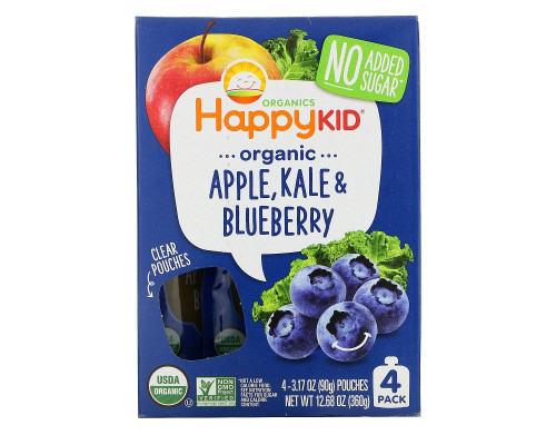 Nurture Inc. (Happy Baby), Happy Squeeze, Organic Superfoods, Twist, Organic Apple, Kale, & Blueberry, 4 Pouches, 3.17 oz (90 g) Each Nurture Inc. (Happy Baby), Happy Squeeze, Organic Superfoods, Twist, Organic Apple, Kale, & Blueberry, 4 Pouches, 3.17 oz (90 g) Each