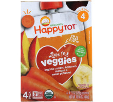 Nurture Inc. (Happy Baby), Organics, Love My Veggies, Carrot, Banana, Mango & Sweet Potato, 4 Pouches - 4.22 oz (120 g) Each