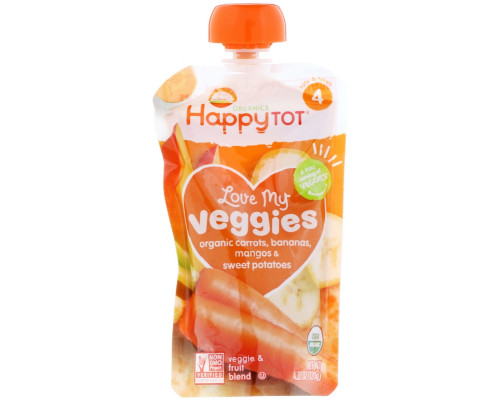 Nurture Inc. (Happy Baby), Organics, Love My Veggies, Carrot, Banana, Mango & Sweet Potato, 4 Pouches - 4.22 oz (120 g) Each Nurture Inc. (Happy Baby), Organics, Love My Veggies, Carrot, Banana, Mango & Sweet Potato, 4 Pouches - 4.22 oz (120 g) Each