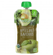 Nurture Inc. (Happy Baby), Organic Happy Baby Food, Stage 2,  6+ Months, Apples, Kale & Avocados, 4 oz (113 g)