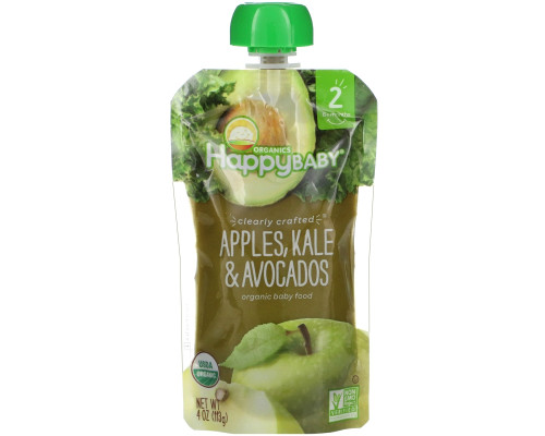 Nurture Inc. (Happy Baby), Organic Happy Baby Food, Stage 2, 6+ Months, Apples, Kale & Avocados, 4 oz (113 g) Nurture Inc. (Happy Baby), Organic Happy Baby Food, Stage 2, 6+ Months, Apples, Kale & Avocados, 4 oz (113 g)