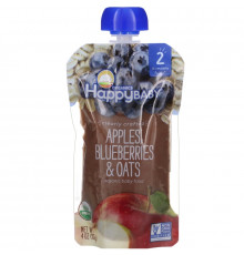 Nurture Inc. (Happy Baby), Organic Baby Food, Stage 2, 6+ Months, Apples, Blueberries, & Oats, 4.0 oz (113 g)
