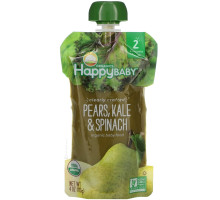 Nurture Inc. (Happy Baby), Organic Baby Food, Stage 2, 6+ Months, Pears, Kale & Spinach, 4.0 oz (113 g)