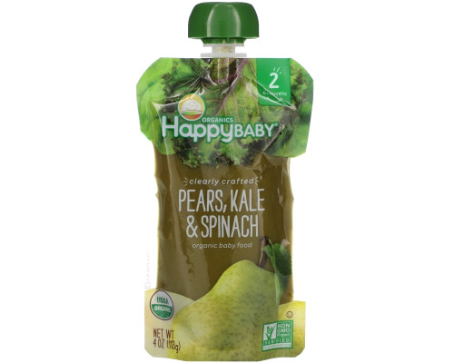 Nurture Inc. (Happy Baby), Organic Baby Food, Stage 2, 6+ Months, Pears, Kale & Spinach, 4.0 oz (113 g) Nurture Inc. (Happy Baby), Organic Baby Food, Stage 2, 6+ Months, Pears, Kale & Spinach, 4.0 oz (113 g)