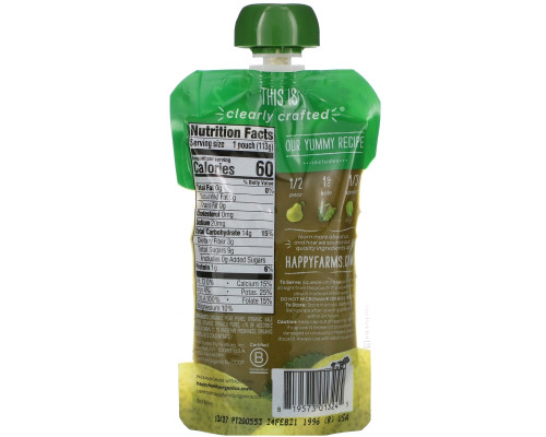 Nurture Inc. (Happy Baby), Organic Baby Food, Stage 2, 6+ Months, Pears, Kale & Spinach, 4.0 oz (113 g) Nurture Inc. (Happy Baby), Organic Baby Food, Stage 2, 6+ Months, Pears, Kale & Spinach, 4.0 oz (113 g)