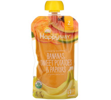 Nurture Inc. (Happy Baby), Organic Baby Food, Bananas, Sweet Potatoes, & Papayas, Stage 2, 6+ Months, 4.0 oz (113 g)