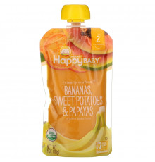Nurture Inc. (Happy Baby), Organic Baby Food, Bananas, Sweet Potatoes, & Papayas, Stage 2, 6+ Months, 4.0 oz (113 g)