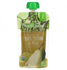 Nurture Inc. (Happy Baby), Organic Baby Food, Pears, Zucchini & Peas, Stage 2, 6+ Months, 4.0 oz (113 g)
