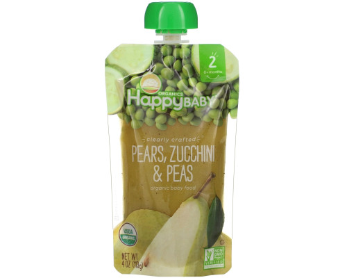 Nurture Inc. (Happy Baby), Organic Baby Food, Pears, Zucchini & Peas, Stage 2, 6+ Months, 4.0 oz (113 g) Nurture Inc. (Happy Baby), Organic Baby Food, Pears, Zucchini & Peas, Stage 2, 6+ Months, 4.0 oz (113 g)